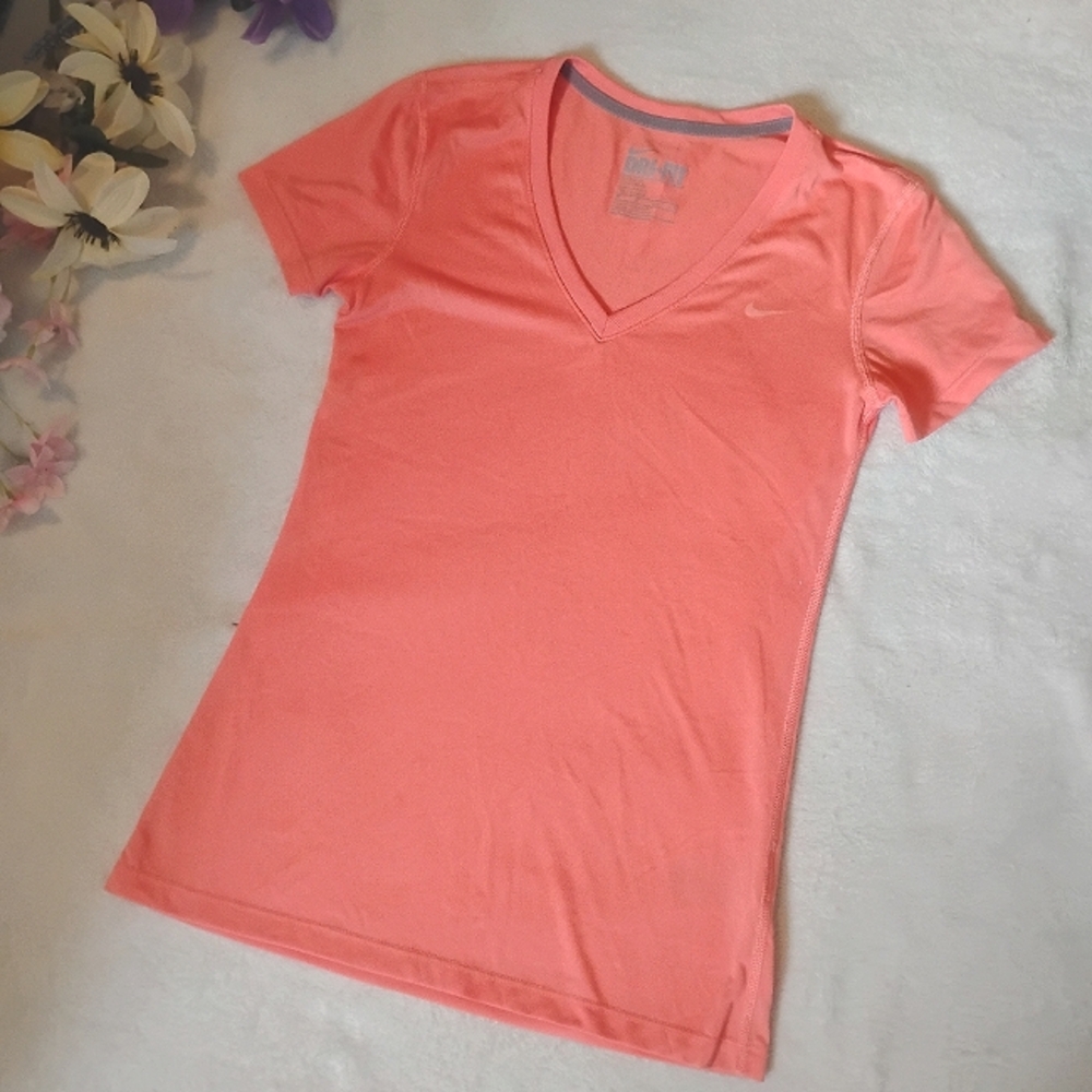 NIKE Women's Coral V-Neck T-Shirt